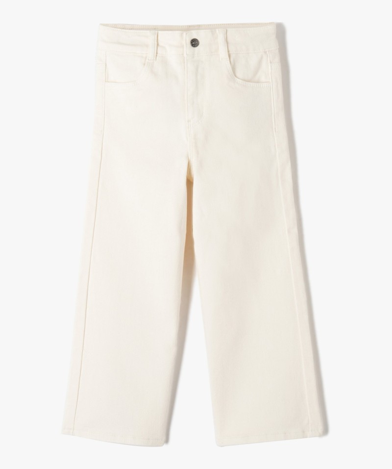 Jean fille coupe large taille haute avec ceinture ajustable
